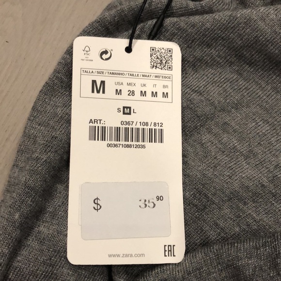 NWT/Zara/Knit Mock Turtleneck/Size M/Grey - Picture 3 of 4